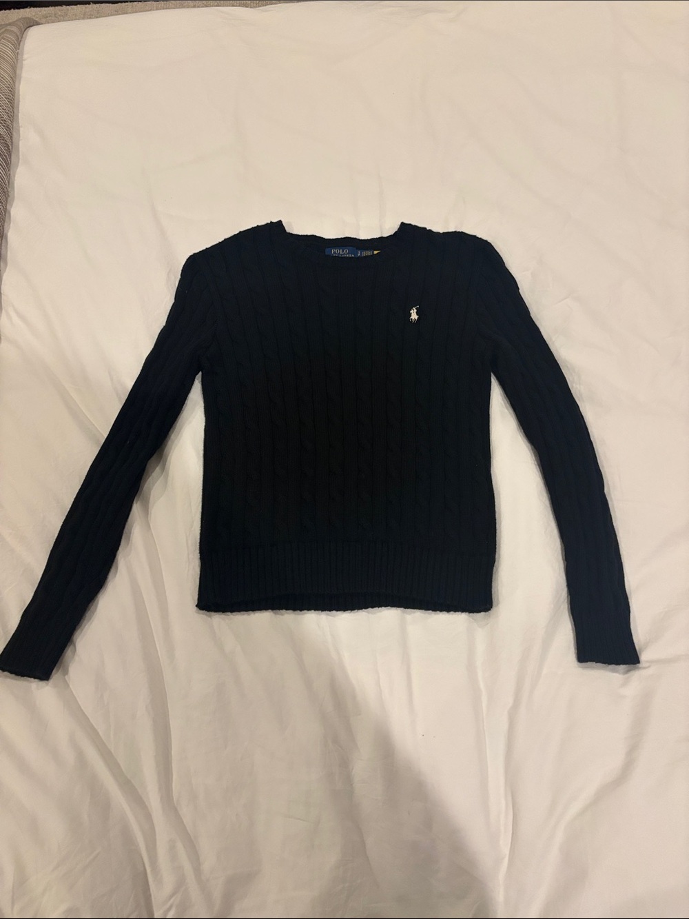 Polo by Ralph Lauren Black Cable-Knit Crewneck Sweater